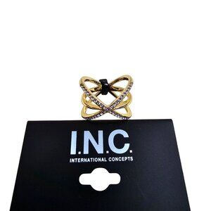 I.N.C. International Concepts Gold Tone Rhinestone Cross Ring Size 7 New Without